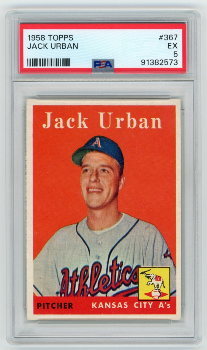 1958 Topps #367 Jack Urban Kansas City Athletics Card PSA 5 EX (64818)
