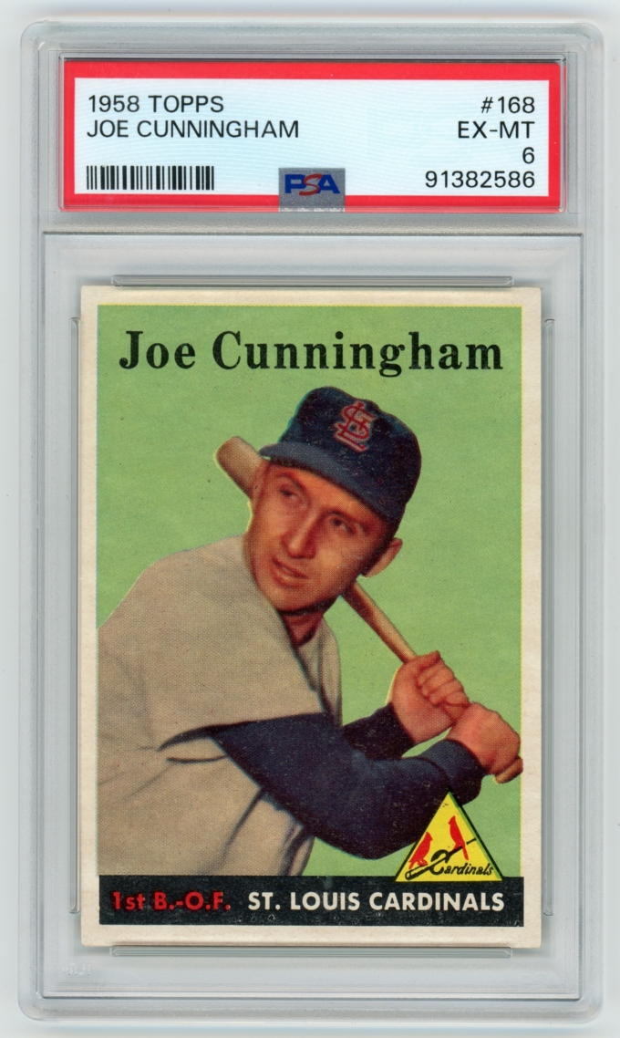 1958 Topps #168 Joe Cunningham St. Louis Cardinals Card PSA 6 EX-MT (64820)