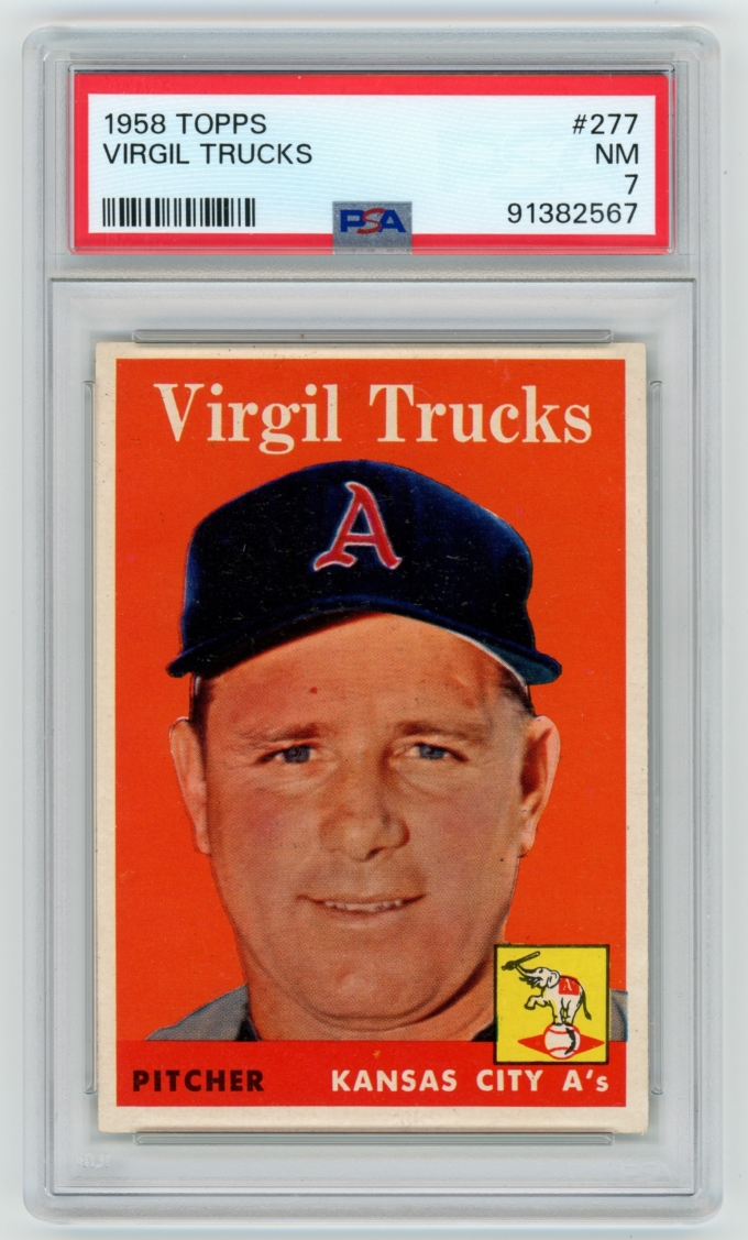 1958 Topps #277 Virgil Trucks Kansas City Athletics Card PSA 7 NM (64824)