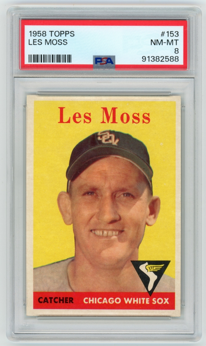 1958 Topps #153 Les Moss Chicago White Sox Card PSA 8 NM-MT (64828)