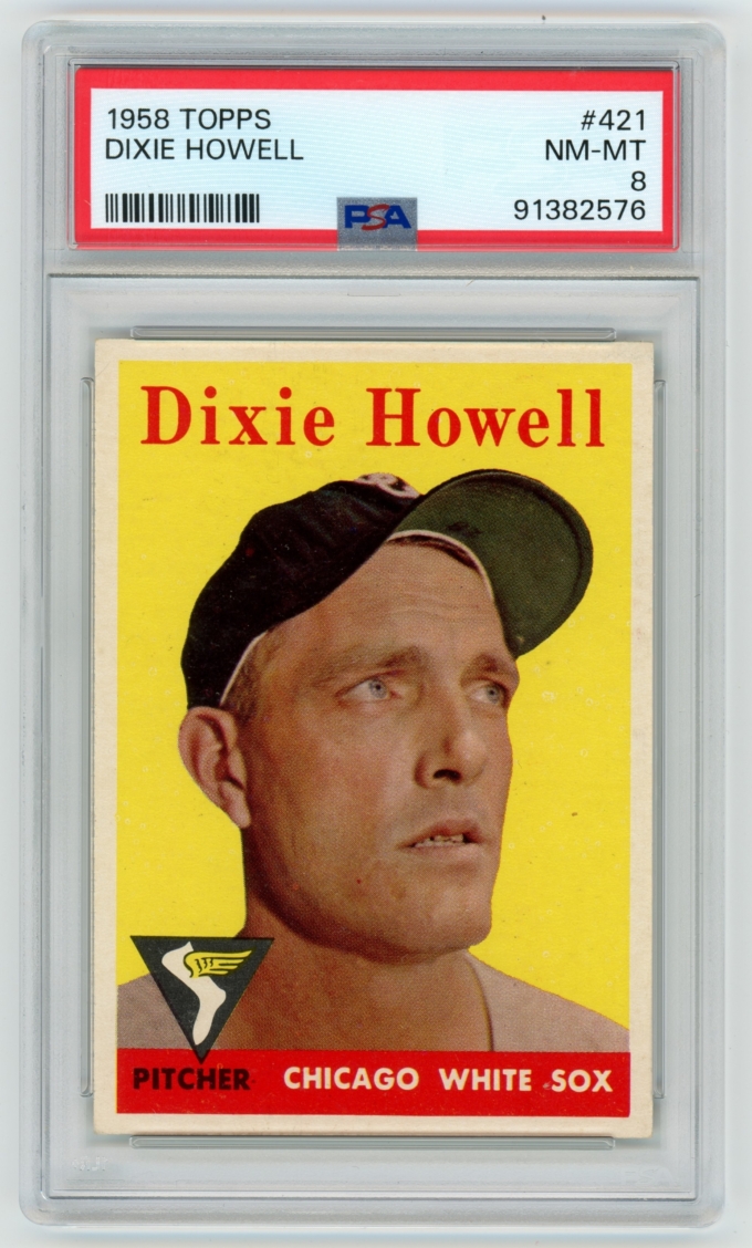 1958 Topps #421 Dixie Howell Chicago White Sox Card PSA 8 NM-MT (64829)