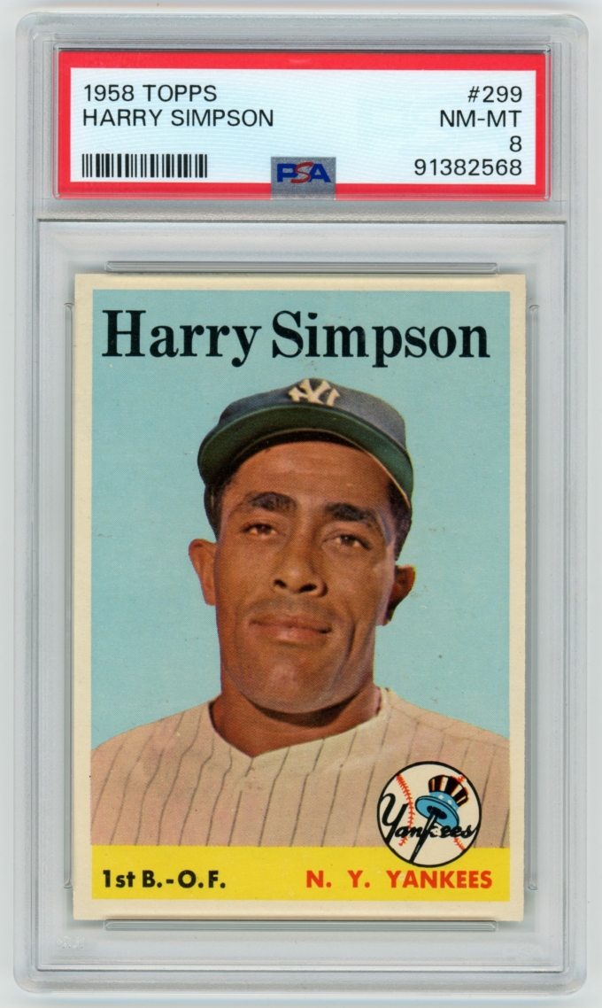 1958 Topps #299 Harry Simpson New York Yankees Card PSA 8 NM-MT (64831)