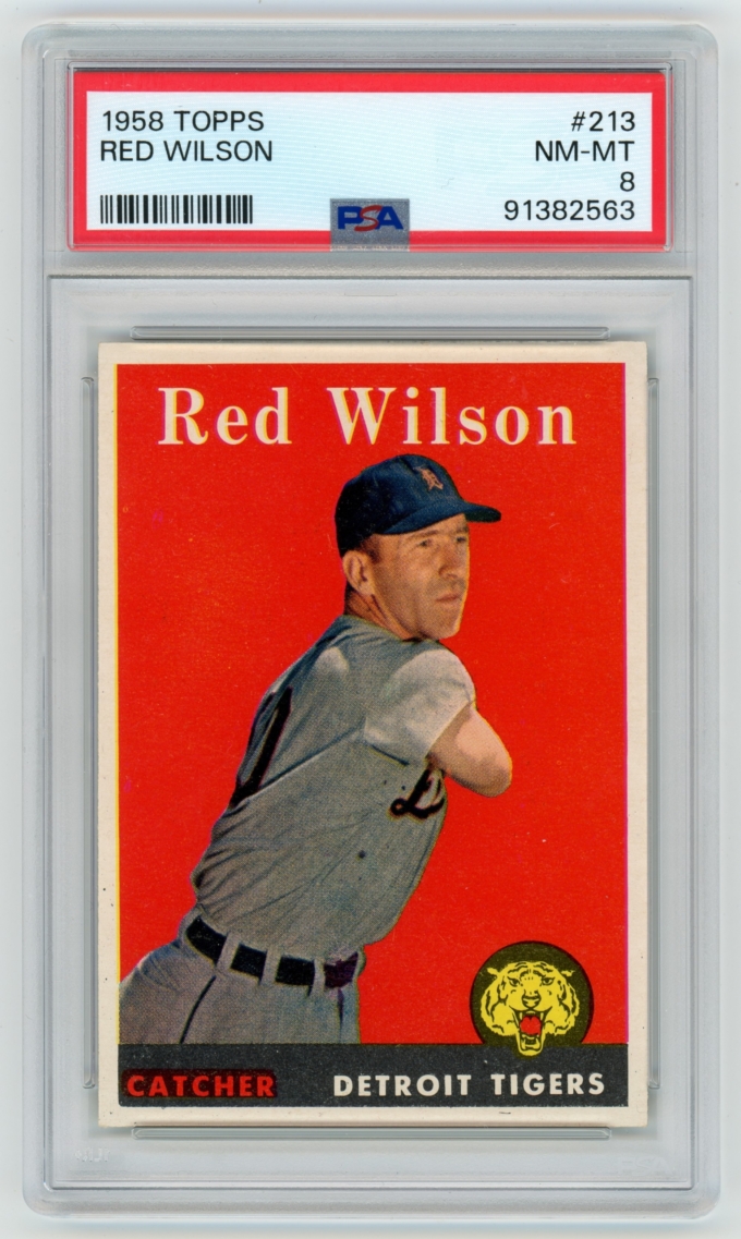 1958 Topps #213 Red Wilson Detroit Tigers Card PSA 8 NM-MT (64833)