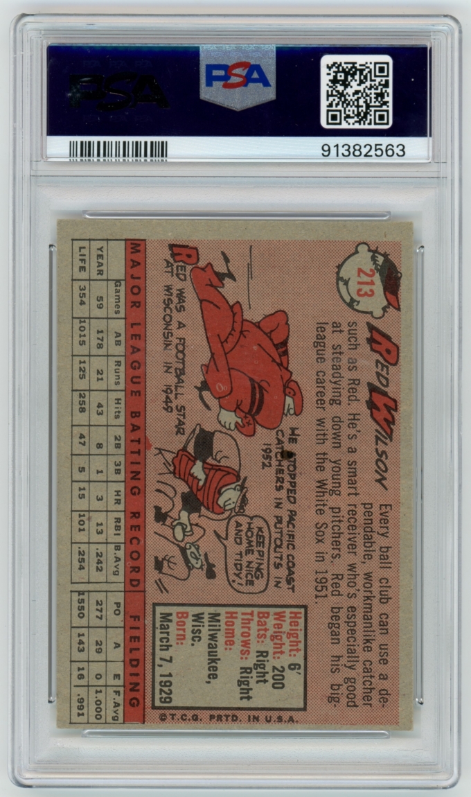 1958 Topps #213 Red Wilson Detroit Tigers Card PSA 8 NM-MT (64833)