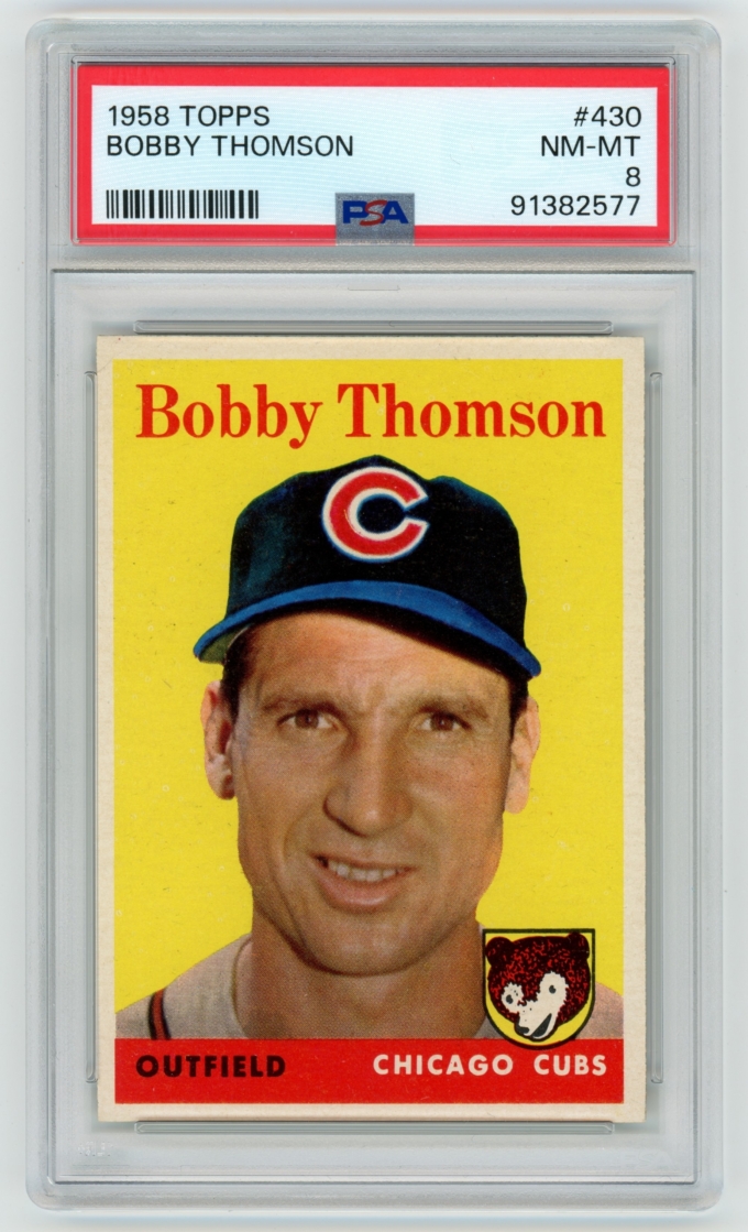1958 Topps #430 Bobby Thomson Chicago Cubs Card PSA 8 NM-MT (64835)
