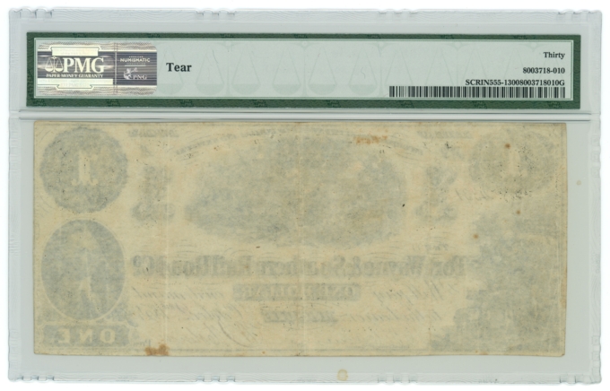 1854 Fort Wayne & Southern Railroad Co Muncie Indiana IN $1 Note PMG 30 (64901)