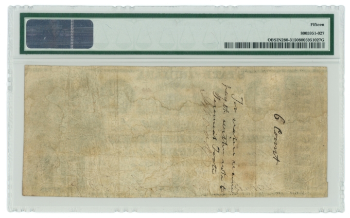 1840 Exchange Banking House Indianapolis Indiana IN $3 Obsolete PMG 15 (64902)