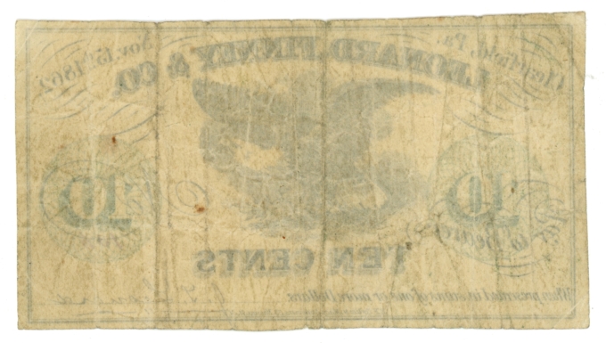 1862 Leonard Finney & Co Clearfield Pennsylvania PA 10c Obsolete Scrip (64904)