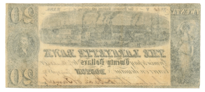 1837 Lafayette Bank Boston Massachusetts MA $20 Obsolete MA255-G28 (64924)