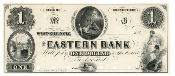 185X Eastern Bank West Killingly Connecticut CT $1 Proof Note CT450-UNL (64948)