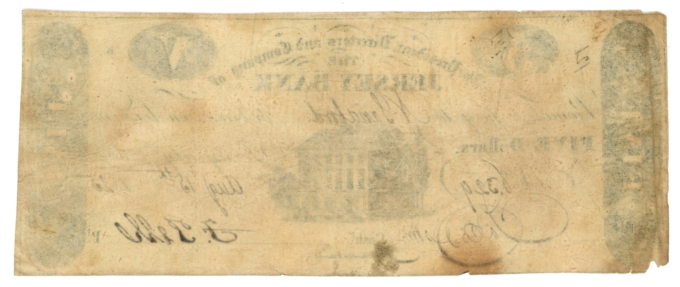 1825 Jersey Bank - Jersey City New Jersey NJ $5 Obsolete Note W946 (64984)