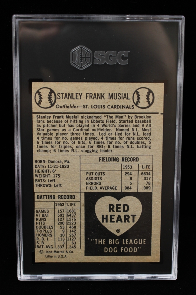 1954 Red Heart Stan Musial St. Louis Cardinals HOF SGC 5 EX (64761)