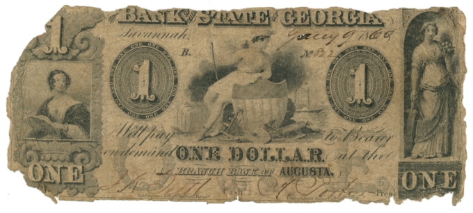 1860 Bank of the State of Georgia Savannah $1 GA (L6124)