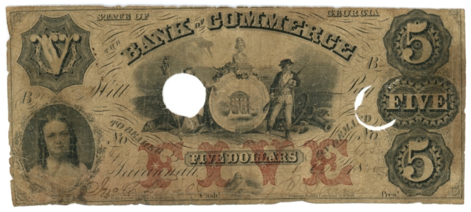 1850 Bank of Commerce Georgia $5 Savannah GA (L6125)