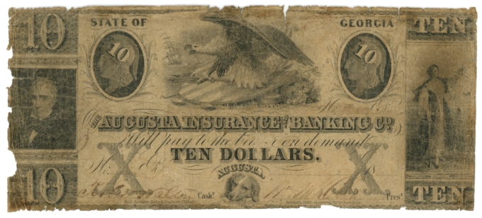 18XX Augusta Insurance & Banking Co. $10 Georgia GA (L6128)