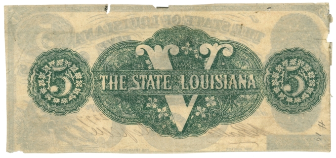 1862 State of Louisiana $5 Baton Rouge LA CR-10 (L6200)