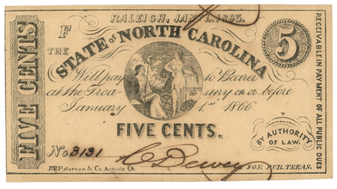 1863 State of North Carolina 5 cents NC No.3131 (L6203)