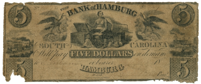 18XX Bank of Hamburg South Carolina $5 SC (L6212)