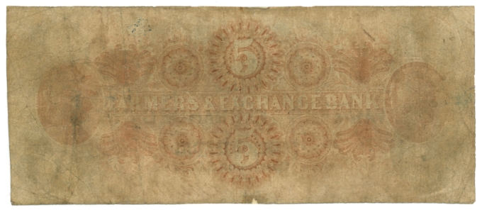 18X3 Farmers & exchange Bank of Charleston $5 SC (L6223)