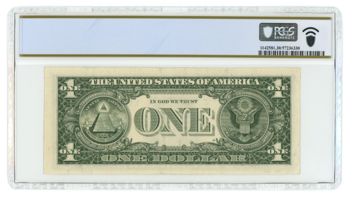 1981A $1 FRN Misaligned Black Overprint Error PCGS VF30 (L6236)