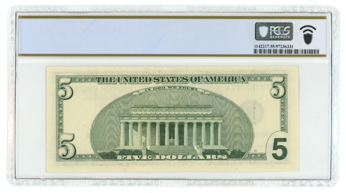1999 $5 FRN New York FR-1987B PCGS AU55 PPQ