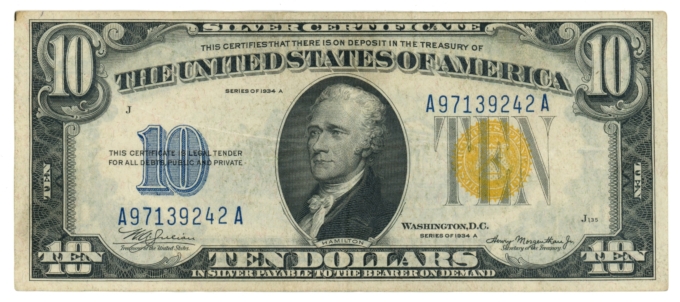1934 $10 Silver Certificate North Africa Emergency Issue (L6238)