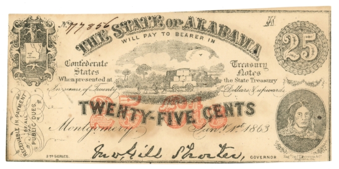 1863 State of Alabama Montgomery 25 Cents AL (L6248)