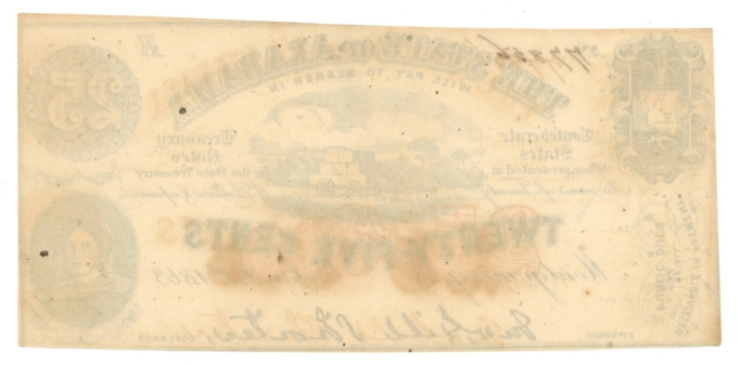1863 State of Alabama Montgomery 25 Cents AL (L6248)