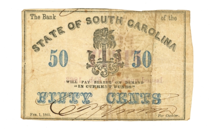 1863 State of South Carolina 50 Cents SC (L6252)