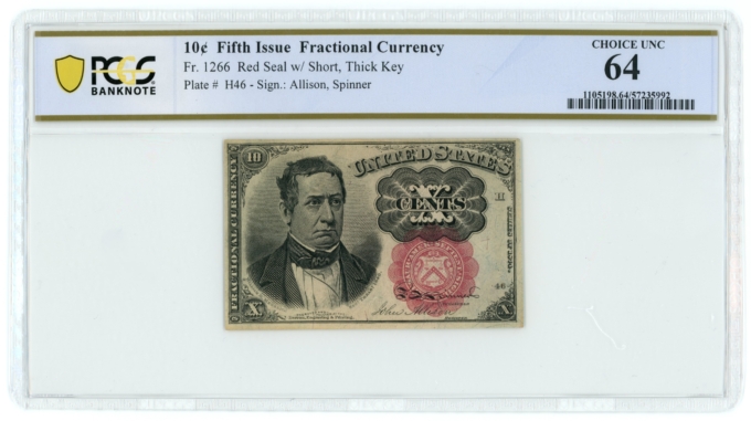 FR-1266 US Fractional Currency 10c Note PCGS UNC 64 (65079)