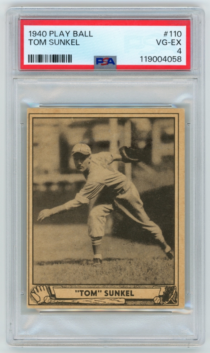 1940 Play Ball #110 Tom Sunkel St. Louis Cardinals Card PSA 4 VG-EX (65098)