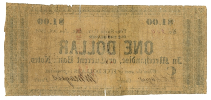 1862 M Mayers Fort Smith City Arkansas AR $1 Scrip - Civil War Era (65191)