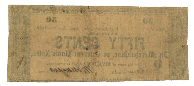 1862 M Mayers Fort Smith City Arkansas AR 50c Scrip - Civil War Era (65190)