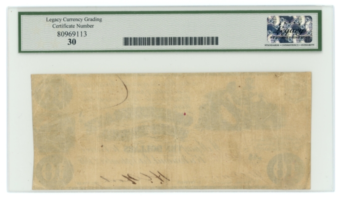 T-28 1861 Confederate States of America CSA $10 PF-9 CR-236 LCG VF30 (65266)