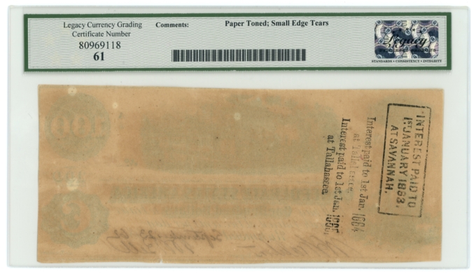 T-40 1862 Confederate States of America CSA $100 PF-1 CR-298 LCG UNC 61 (65271)