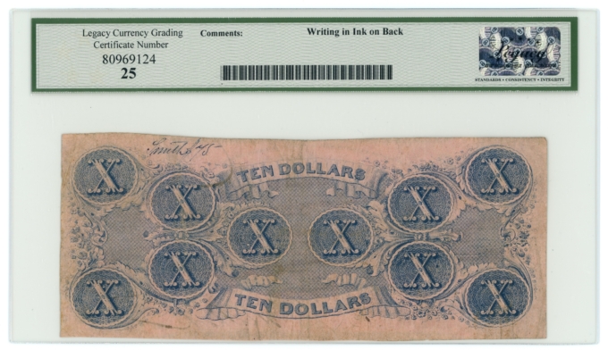 T-52 1862 Confederate States of America CSA $10 PF-2 CR-376 LCG VF25 (65277)