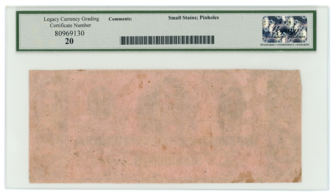 T-55 1862 CSA $1 PF-8 CR-399 Skeletal Letters Variety Rarity 8 LCG VF20 (65294)