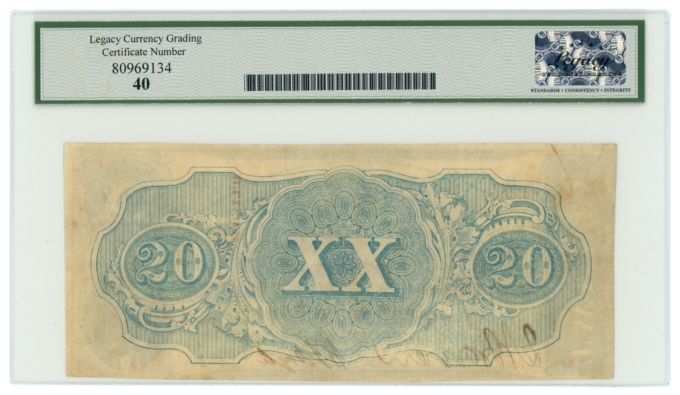 T-58 1863 Confederate States of America CSA $20 PF-24 CR-424 LCG XF40 (65298)