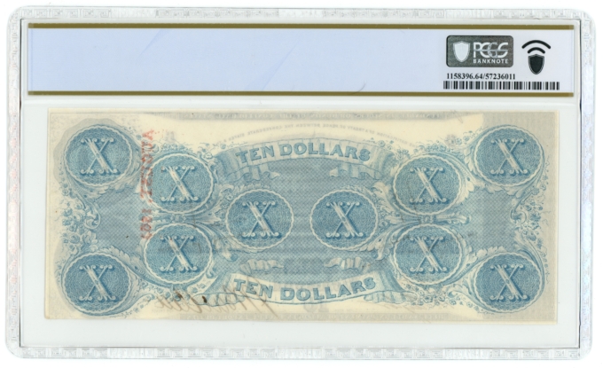 T-59 1863 Confederate States of America CSA $10 Note PF-26 PCGS 64PPQ (65073)