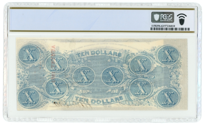 T-59 1863 Confederate States of America CSA $10 Note PF-26 PCGS 63PPQ (65074)