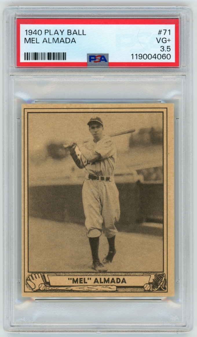 1940 Play Ball #71 Mel Almada Brooklyn Dodgers Card PSA 3.5 VG+ (65099)