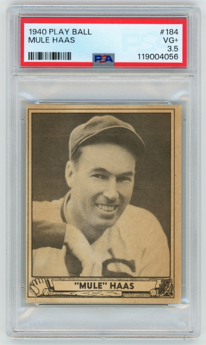 1940 Play Ball #184 Mule Haas Chicago White Sox Card PSA 3.5 VG+ (65102)
