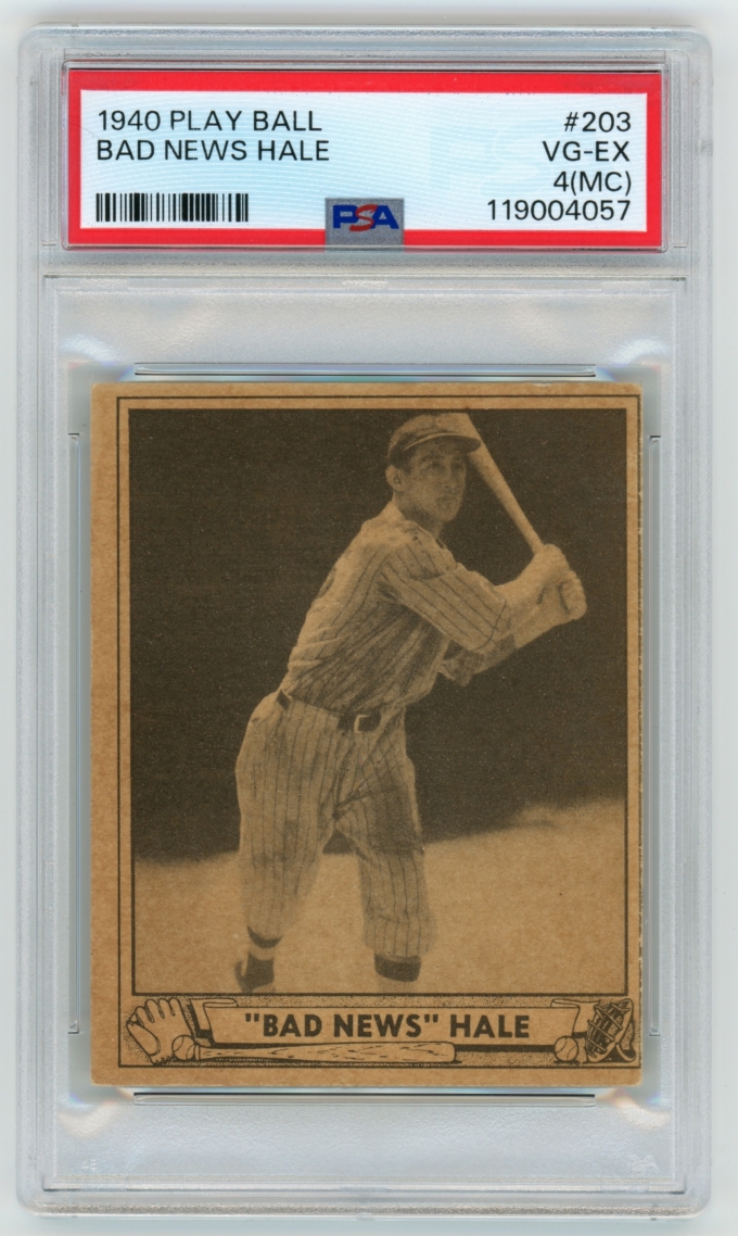 1940 Play Ball #203 Bad News Hale Cleveland Indians Card PSA 4 (MC) VG-EX 65104