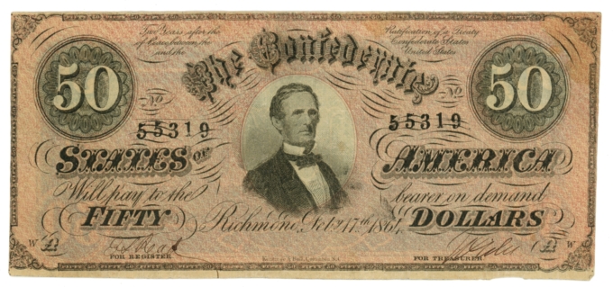 T-66 1864 Confederate States of America CSA $50 Note PF-11 CR-500 (65114)