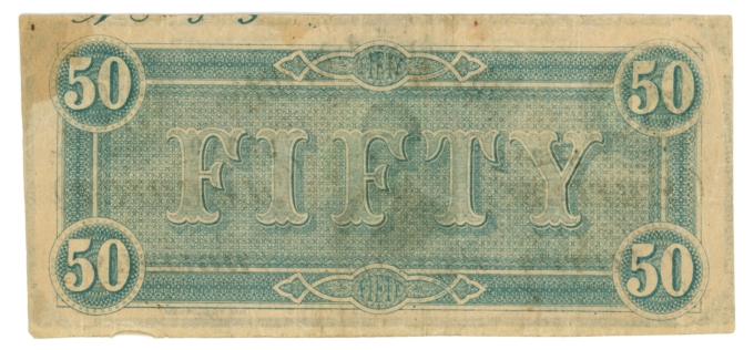 T-66 1864 Confederate States of America CSA $50 Note PF-11 CR-500 (65114)