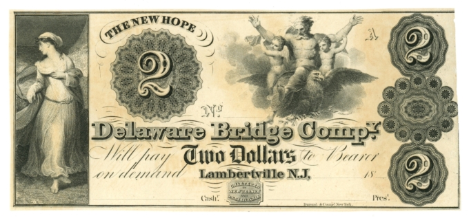 18XX New Hope Delaware Bridge Company Lambertville NJ $2 Obsolete (65142)
