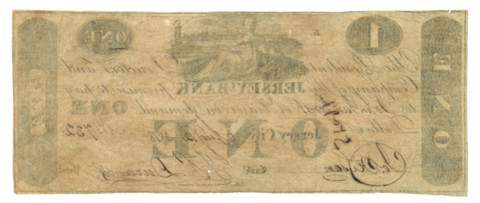 1818 Jersey Bank Jersey City New Jersey NJ $1 Obsolete Note (65145)
