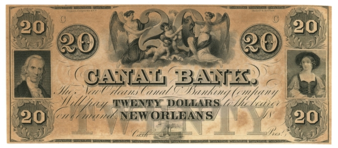 18XX Canal Bank New Orleans Louisiana LA $20 Obsolete - Remainder (65159)