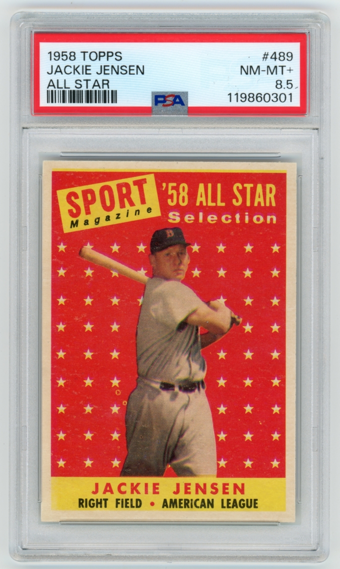 1958 Topps #489 Jackie Jensen AS Boston Red Sox PSA 8.5 NM-MT+ POP 3+12 (65133)