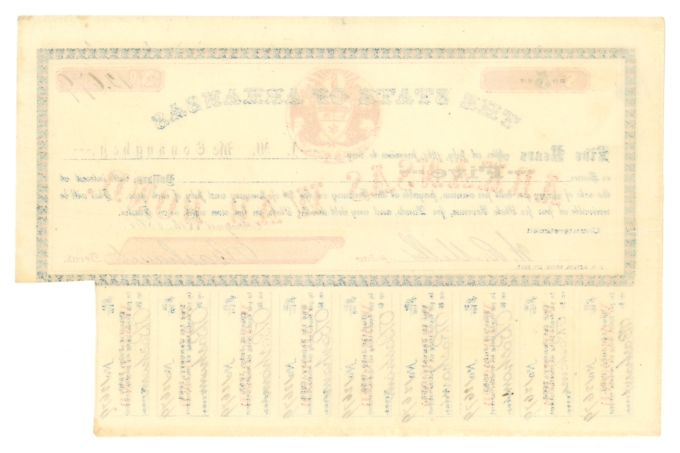 1862 State of Arkansas $5 War Bond CR-61J1 8% Coupon Bond (65239OZ)